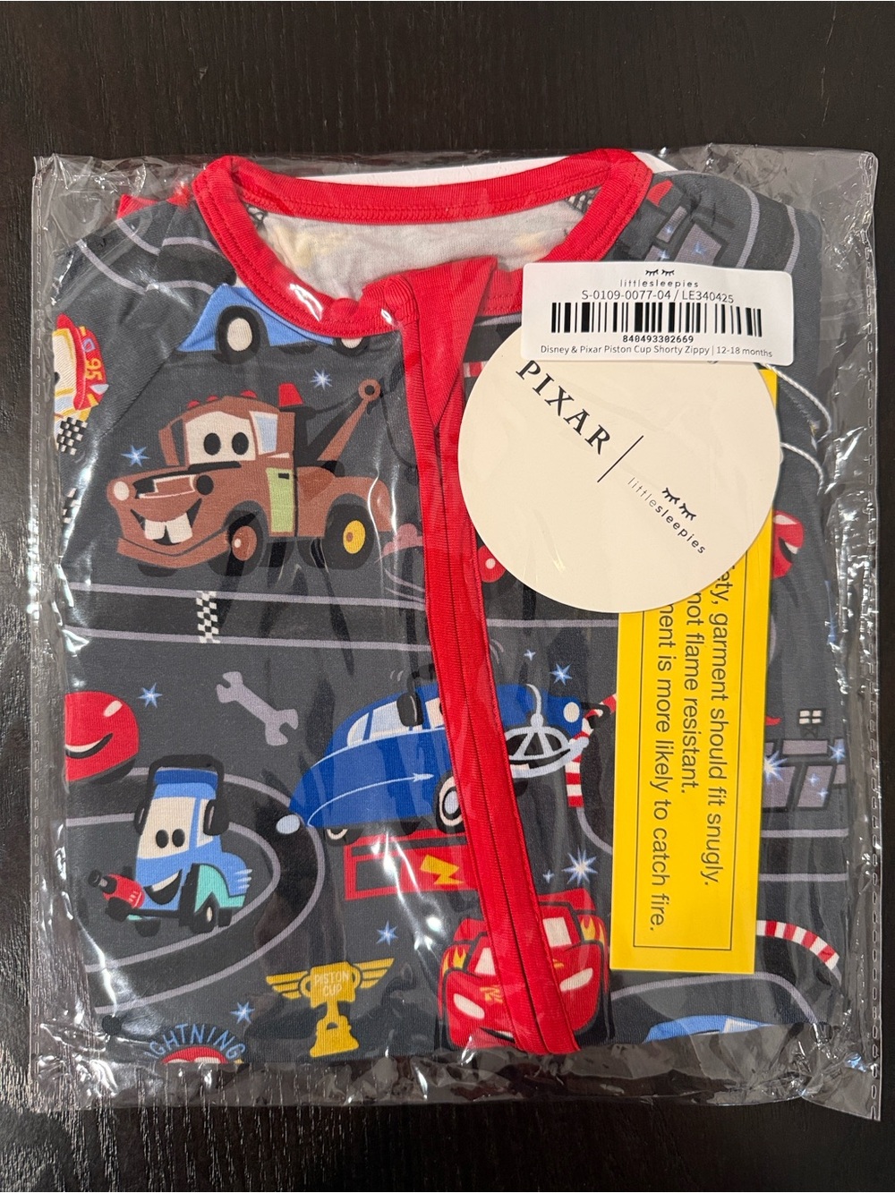 Little Sleepies Disney Pixar Piston Cup Shorty Zippy 12-18 months